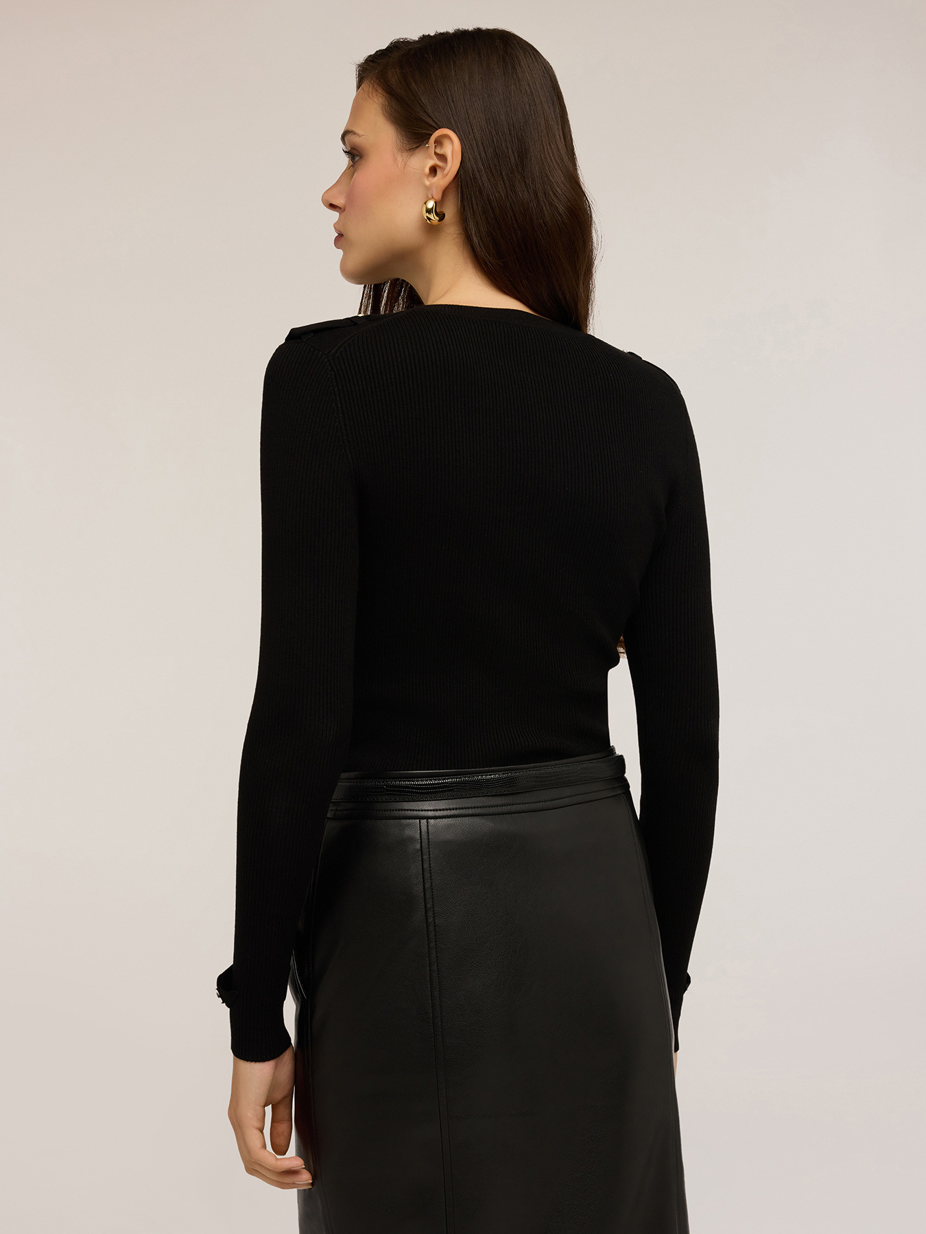 Gerippter Pullover mit Schulterklappen image number 1