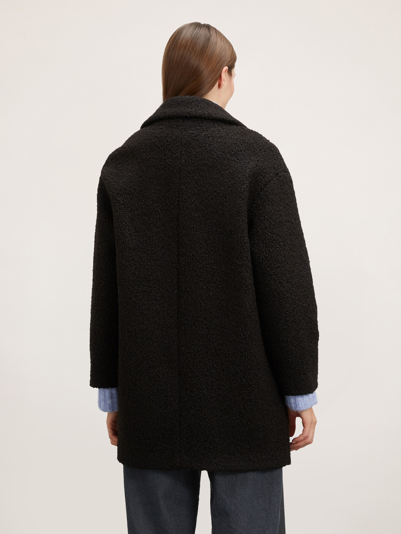 Einreihiger Boucl&eacute;-Mantel aus Wollmischgewebe image number 1