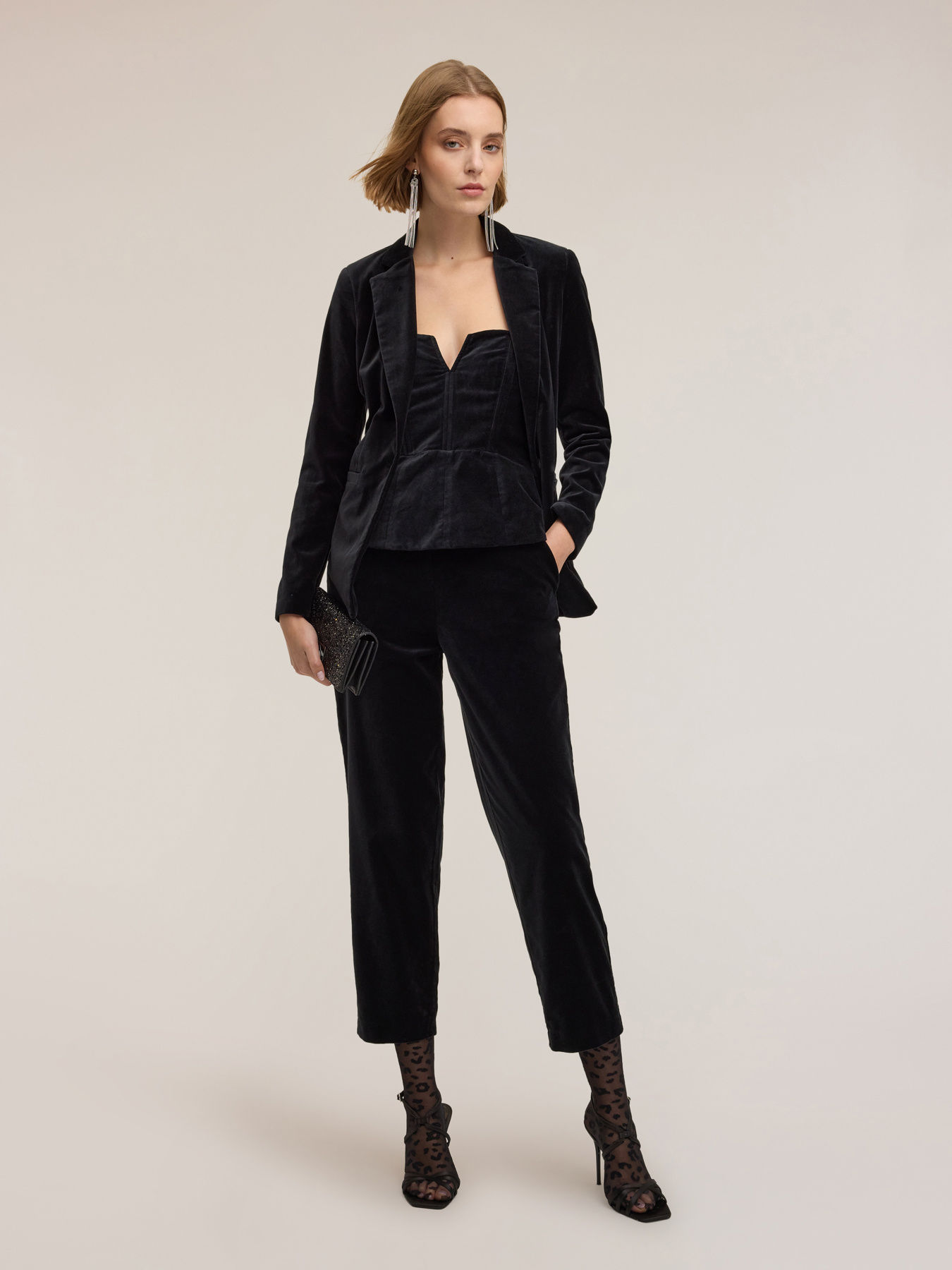 Blazer simple boutonnage en velours image number 0