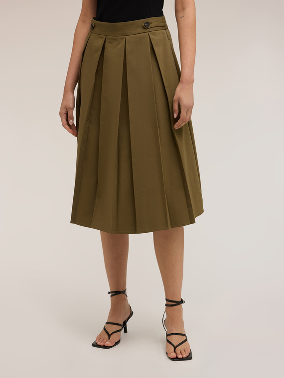 Cotton blend pleated skirt