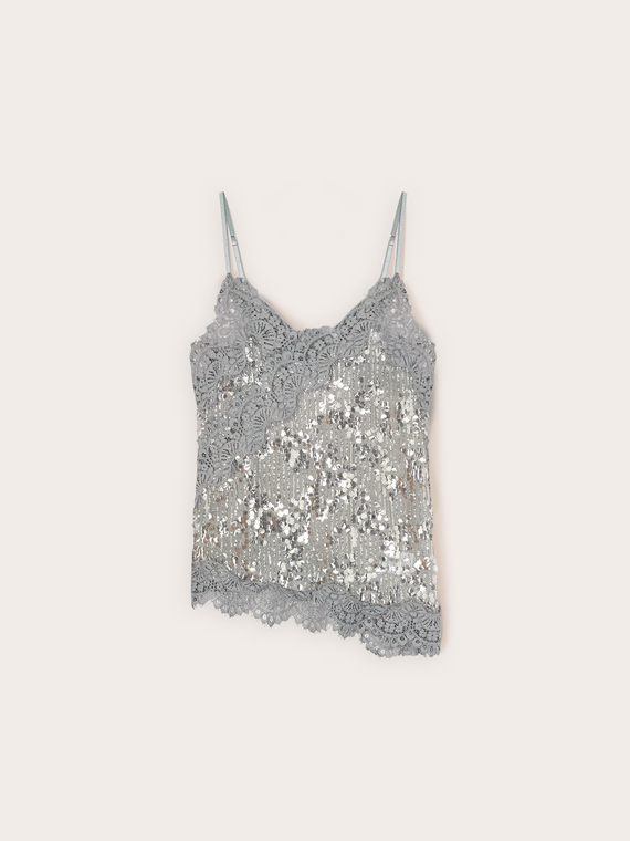 Tulle top with sequins and lace
