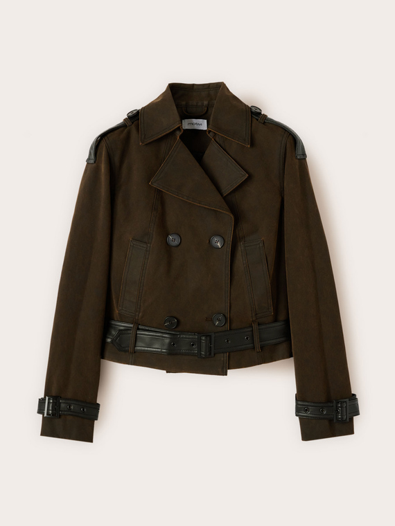 Studded jacket in coated fabric