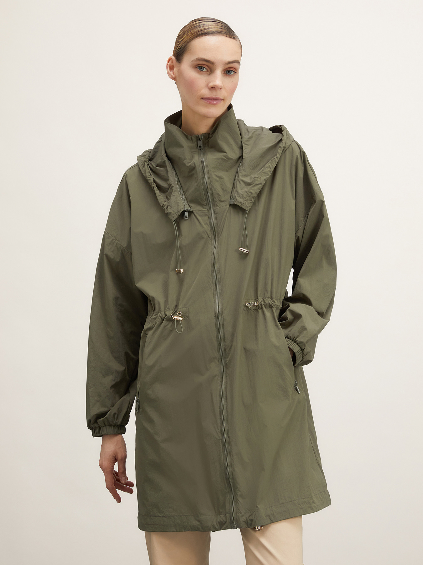Nylon parka with detachable hood image number 0