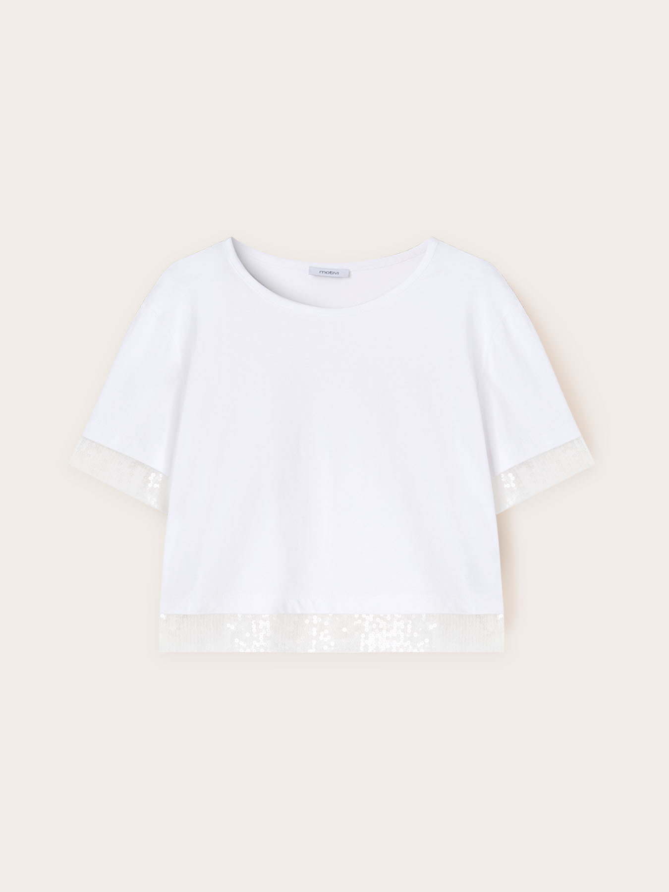 T-shirt con bordi in paillettes image number 4