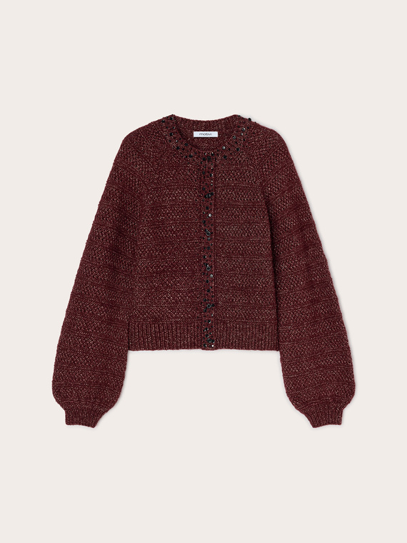 Cardigan aus Lurex-Strickware mit Schmuckapplikationen