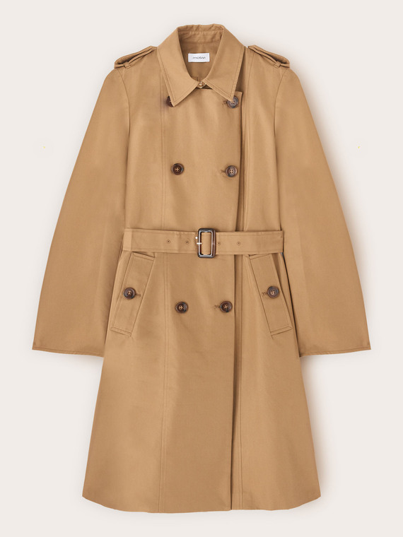 Doppelreihiger Trenchcoat mit G&uuml;rtel aus Baumwollmischung