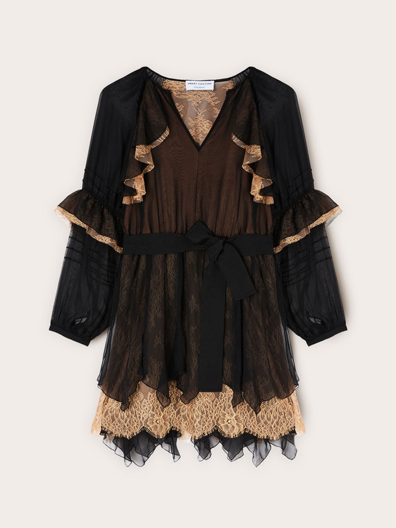 Kleid aus Georgette und Spitze Smart Couture