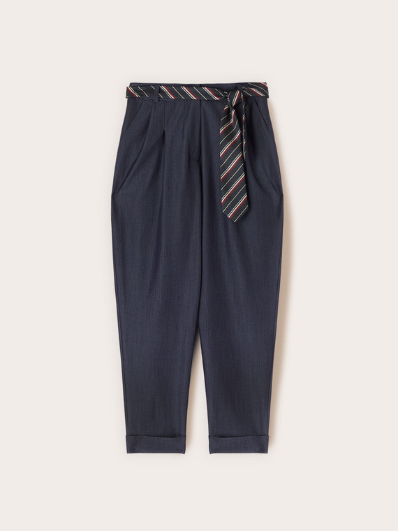 Pantaloni tip morcov din chambray