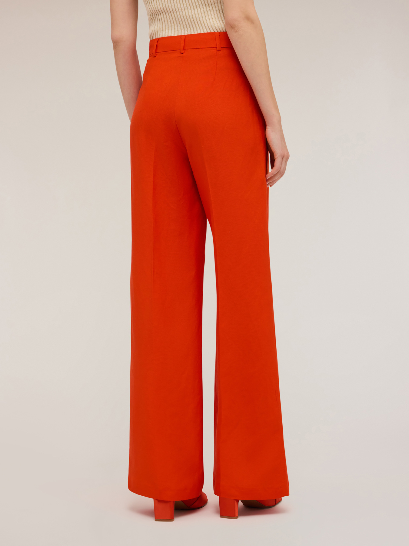 Pantaloni wide leg misto lino image number 2