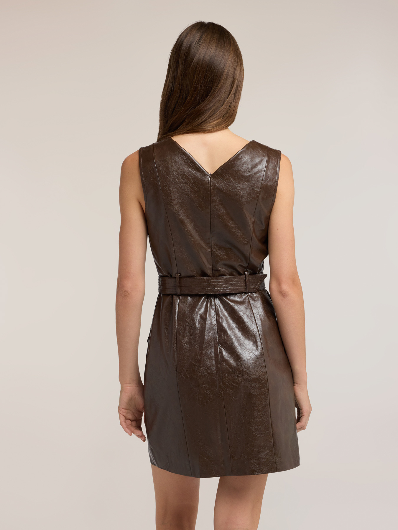 Crinkle effect sheath dress with belt and zip pockets image number 1