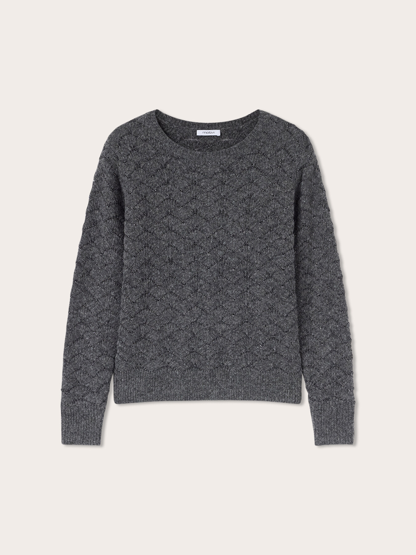 Fan-stitch knit top with lurex image number 4