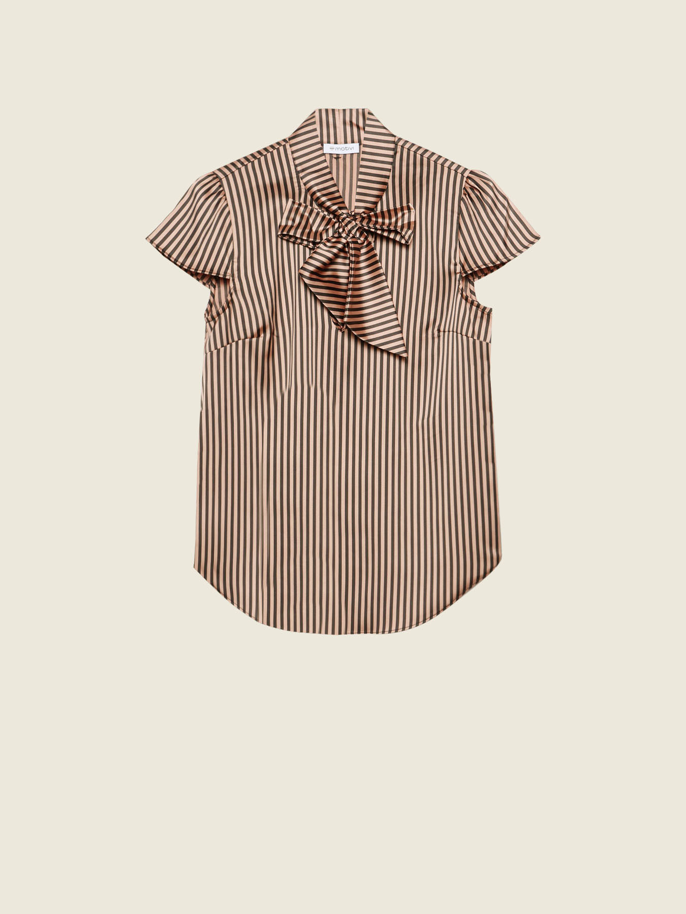 Gestreifte Bluse mit Schleife image number 3