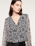Short snakeskin pattern georgette blouse image number 0