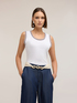 Jersey top with knit trim image number 2