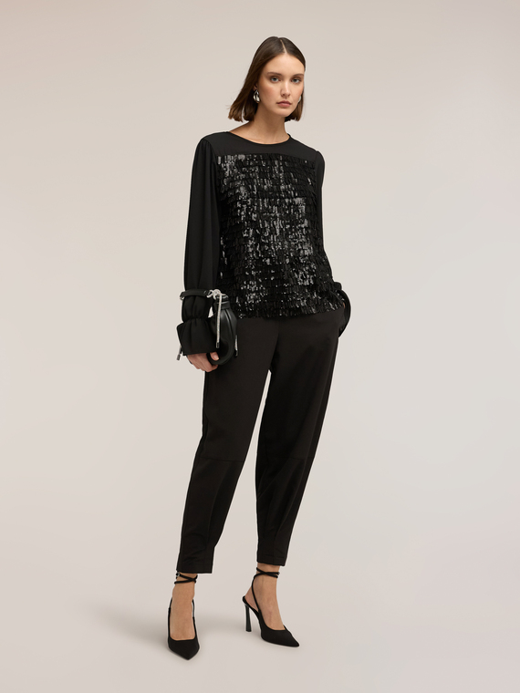 Georgette blouse with sequin embroidery