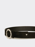 Faux leather belt with jewel buckle image number 1