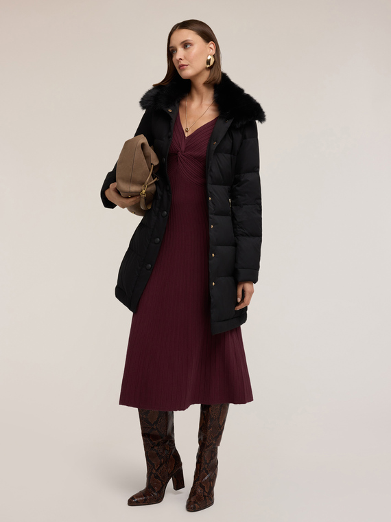 Long down jacket with high collar