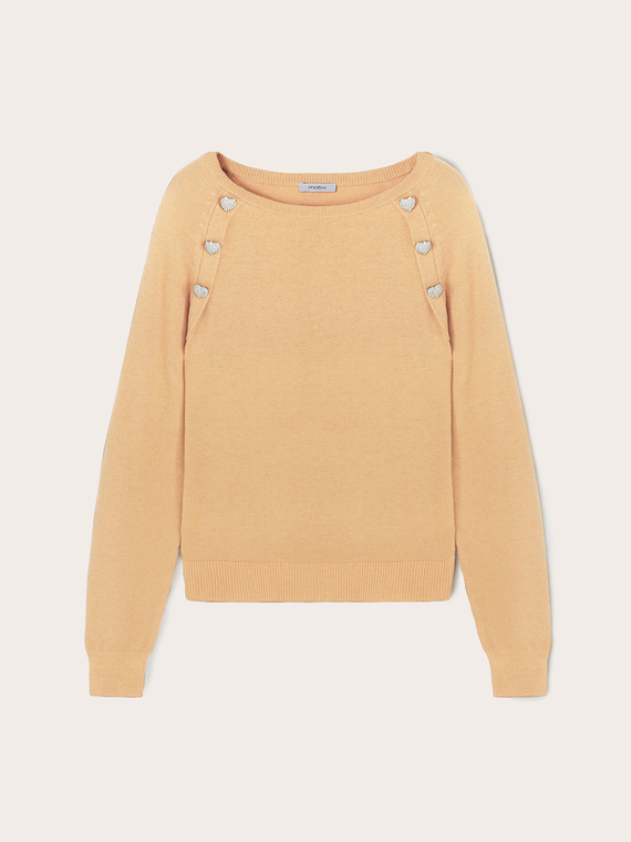 Pullover con bottoni gioiello