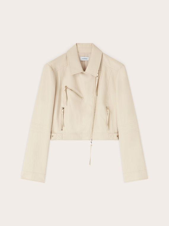 Biker jacket with asymmetric zip