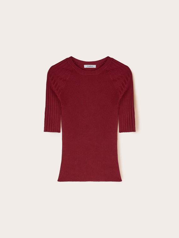 Short-sleeved ribbed top