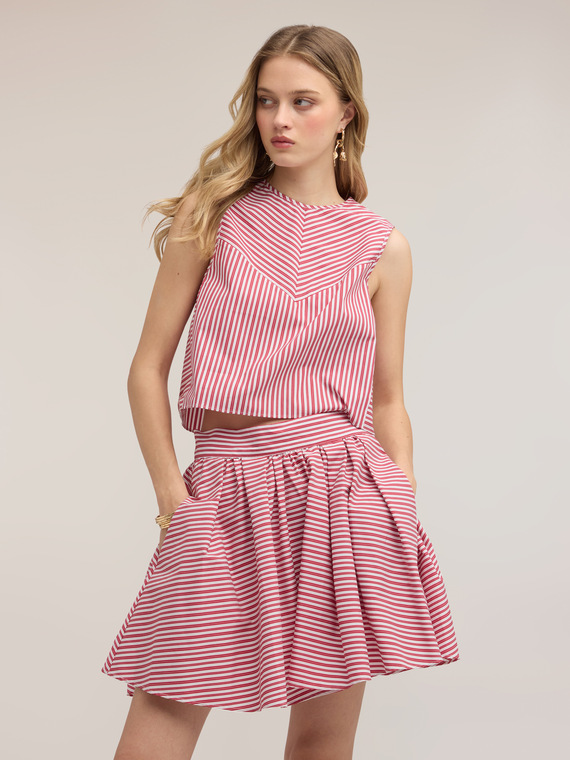 Striped poplin crop top
