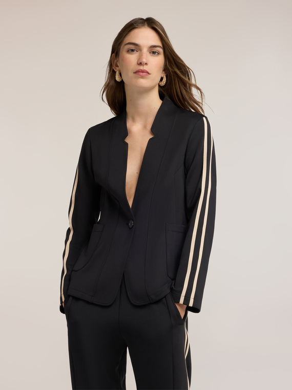 Blazer en scuba avec bande contrastante