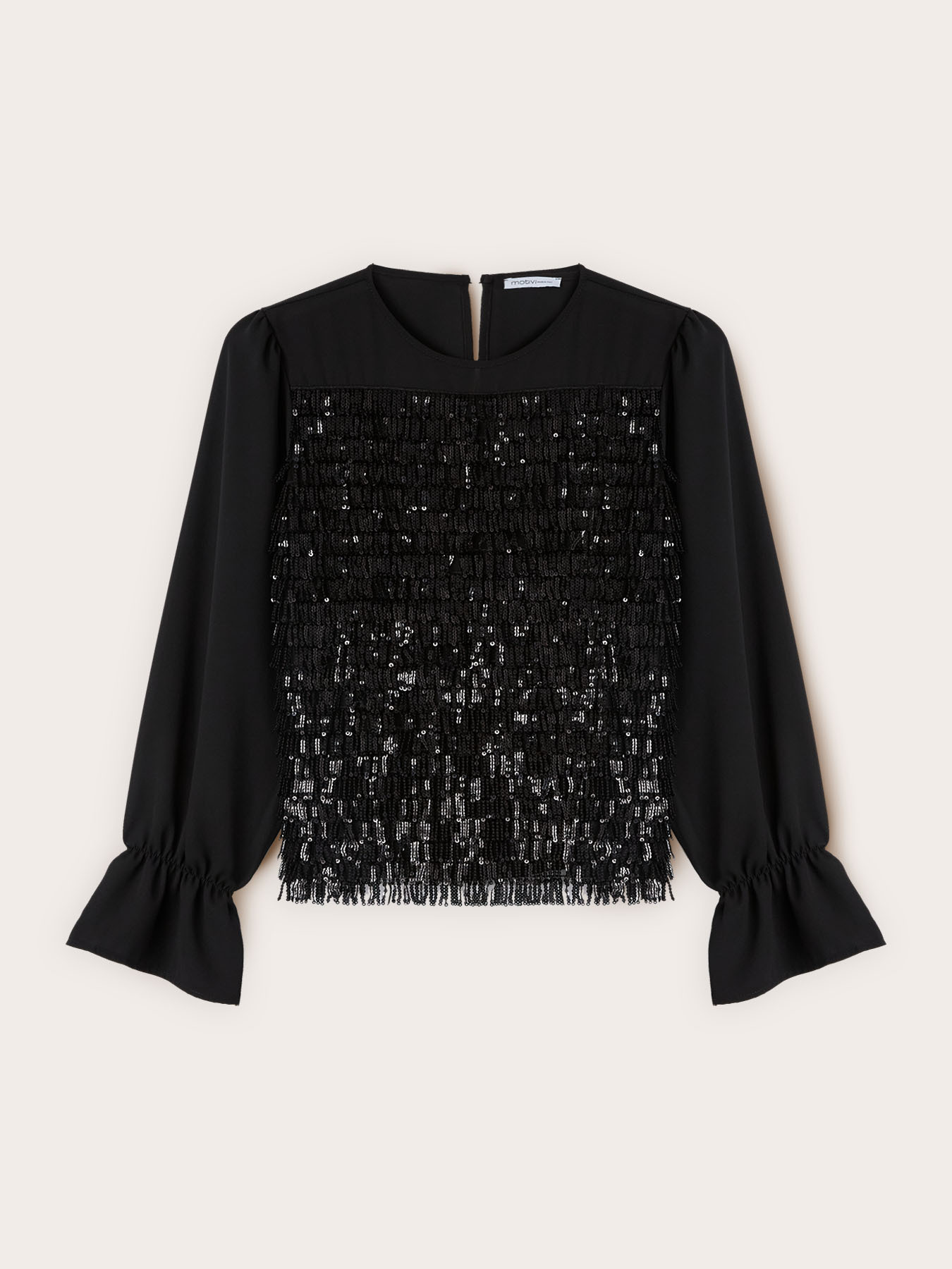 Blusa in georgette e ricamo di paillettes image number 4