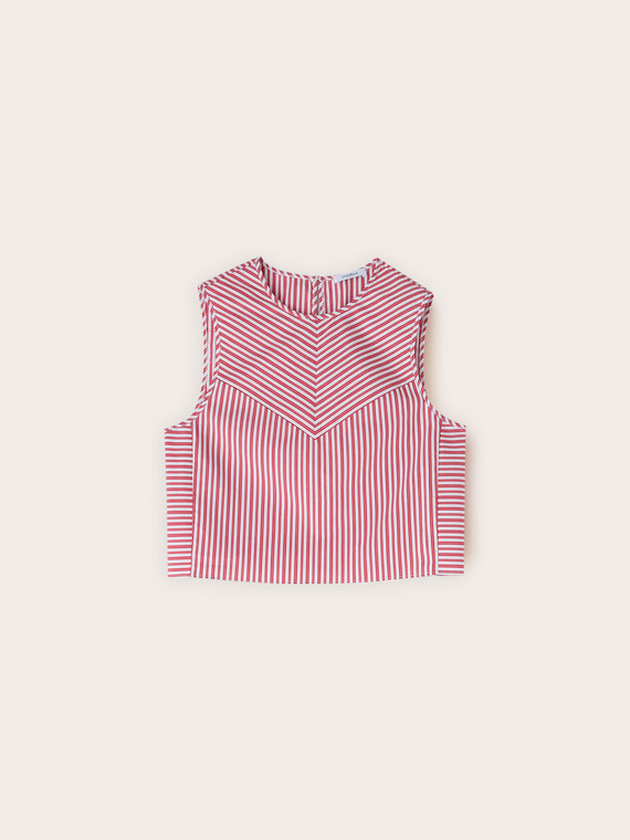 Striped poplin crop top