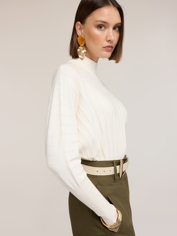 Oversized flat rib knit sweater