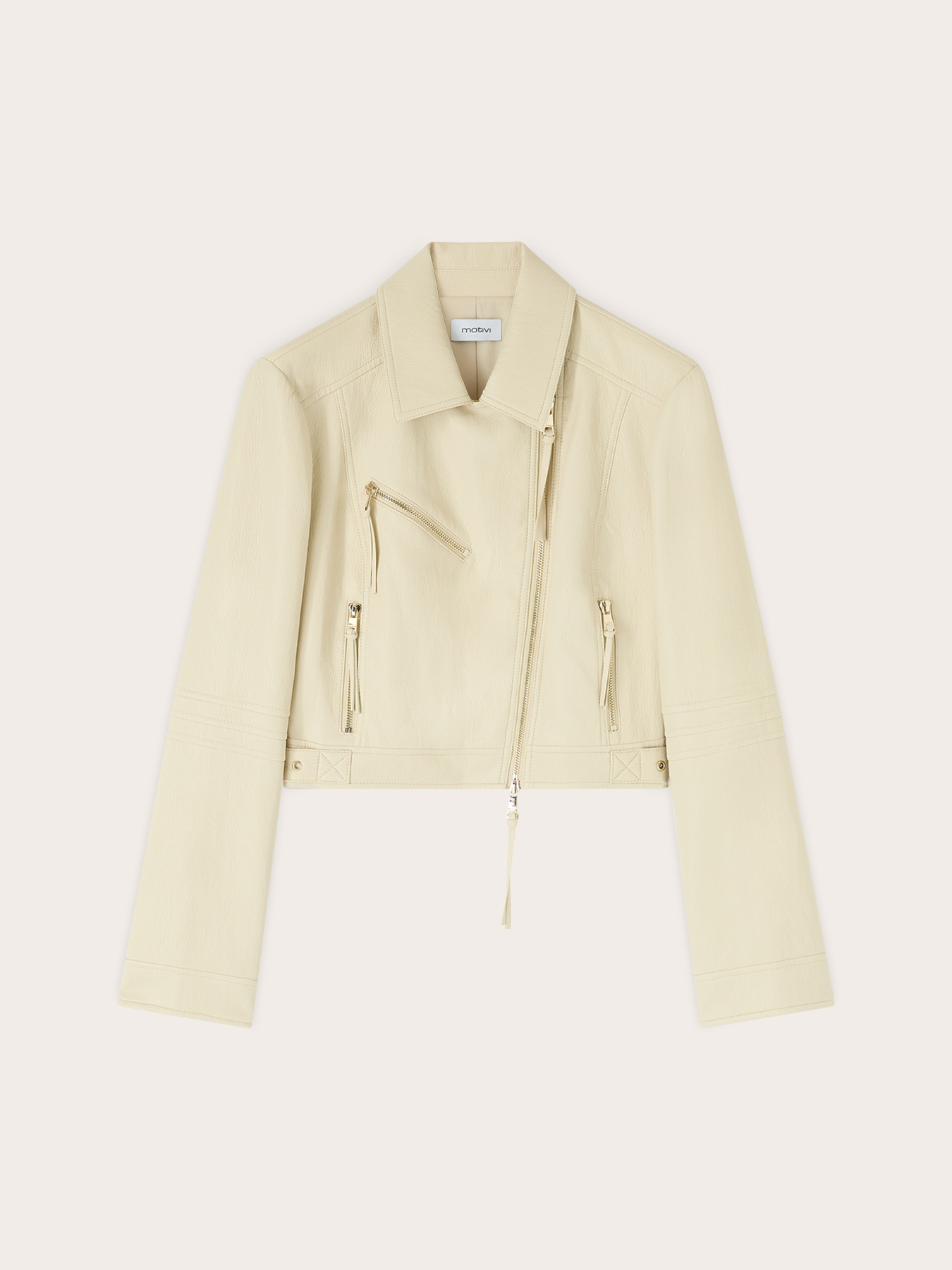 Biker jacket with asymmetric zip image number 4