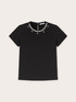 T-shirt with stone-embroidered neckline image number 4