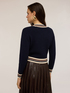 Short knitted cardigan with striped edges image number 1
