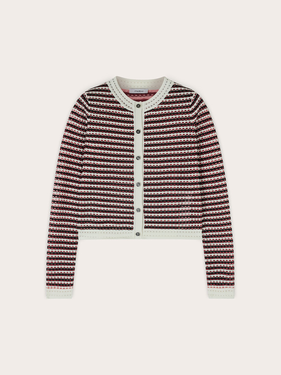 Strickjacke aus durchbrochener Strickware mit Streifen
