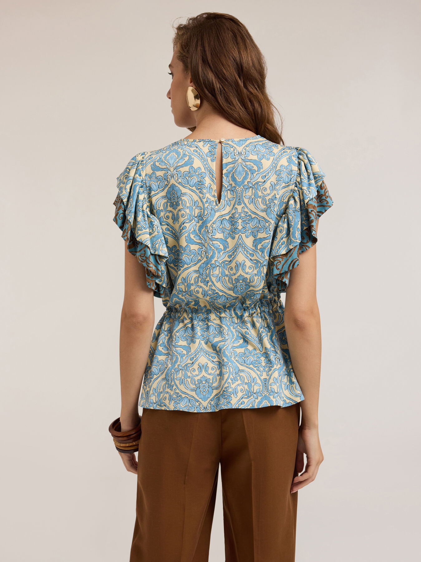 Blusa volant fantasia etnica image number 1