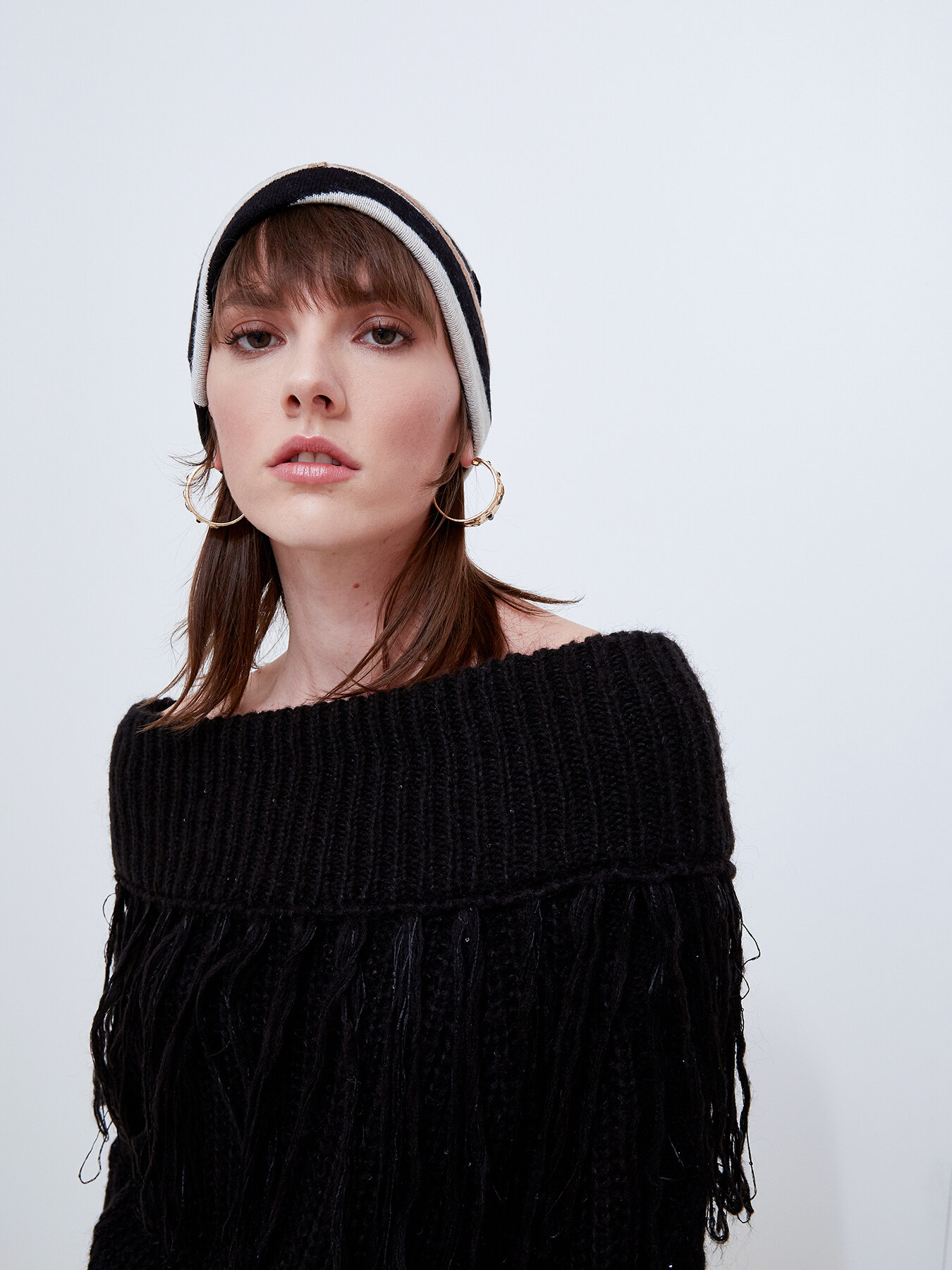 Cuffia misto cashmere fantasia zebrata image number 2