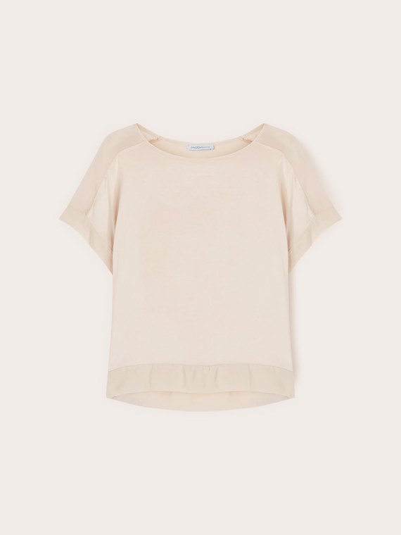 Satin blouse with boat neckline