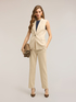 Regular fit yarn-dyed striped fabric trousers image number 0