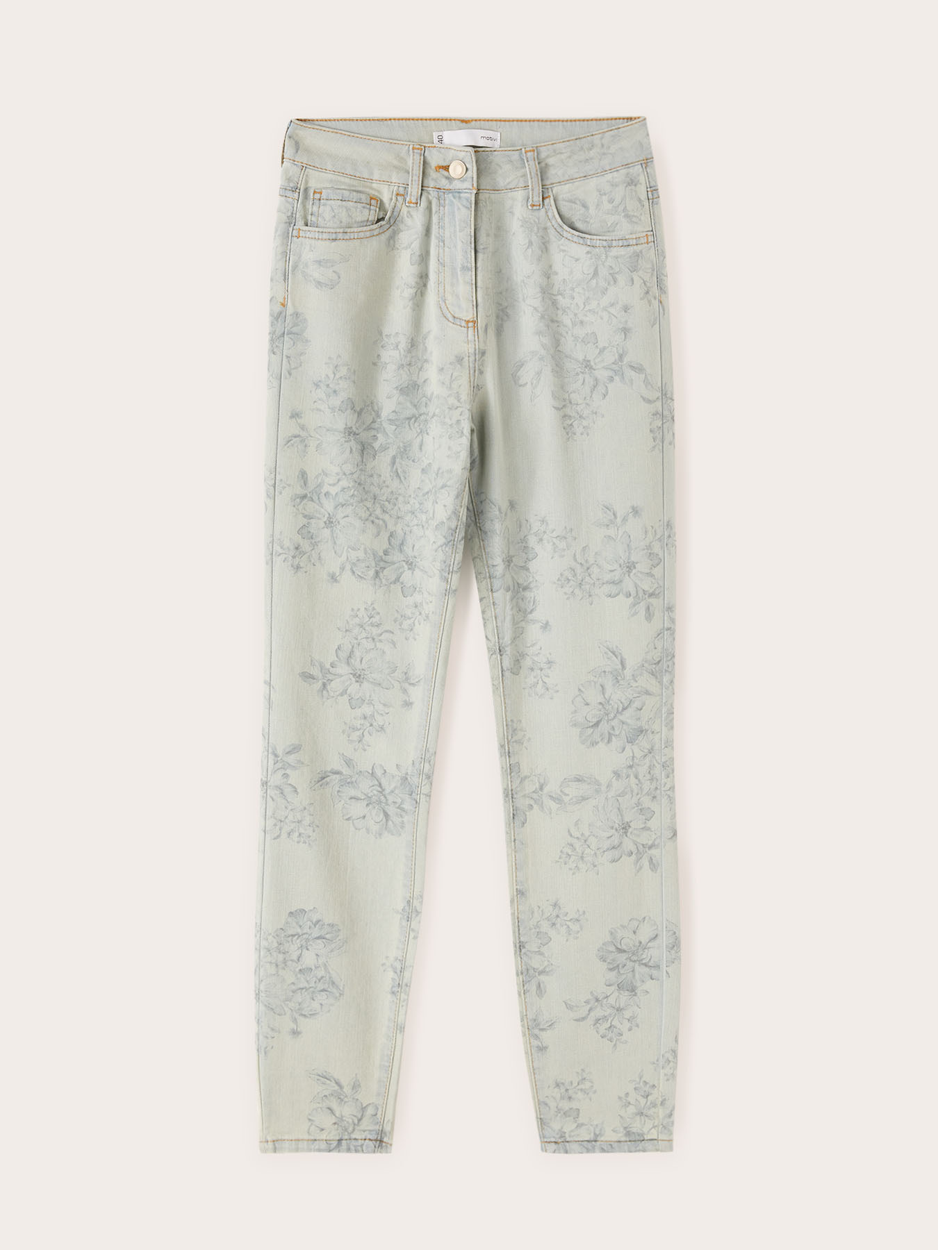 Printed denim skinny jeans image number 4