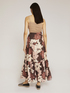 Long cotton flounced skirt with floral pattern image number 1