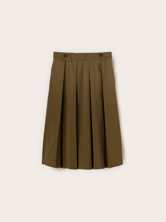 Cotton blend pleated skirt