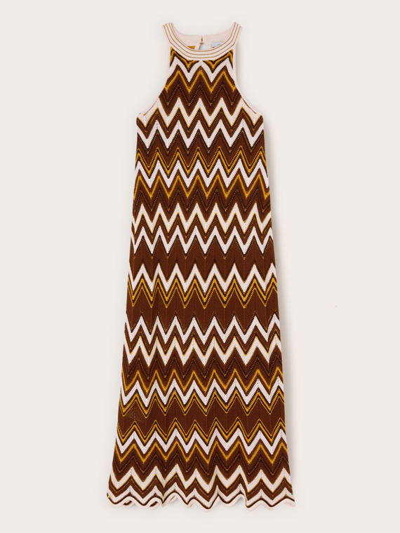 Long dress in textured knitwear