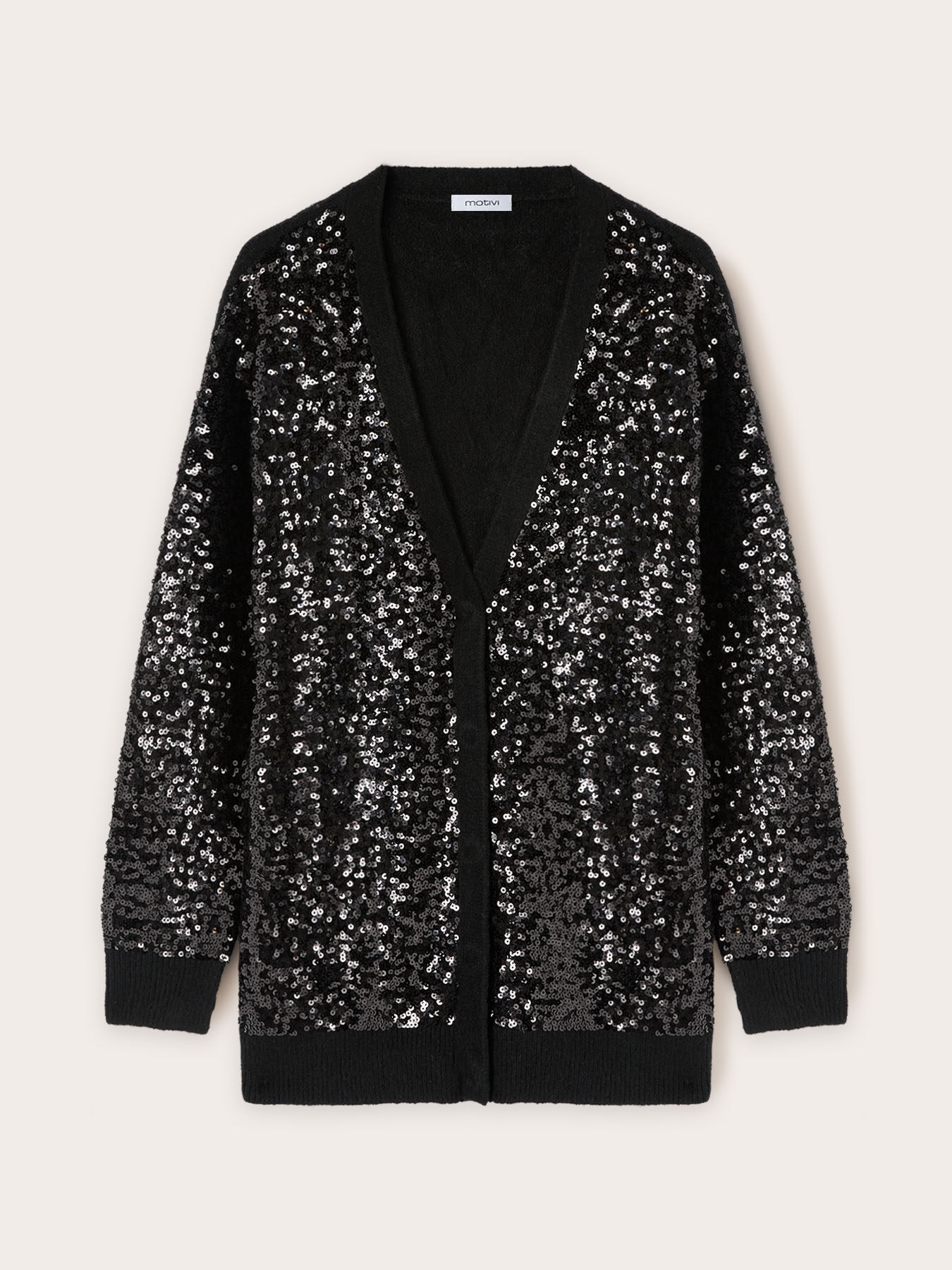 Cardigan en tricot de laine mélangée entièrement recouvert de paillettes image number 3