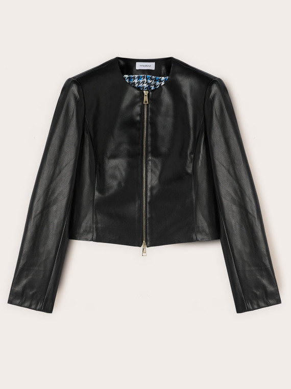 Short jacket in coated fabric