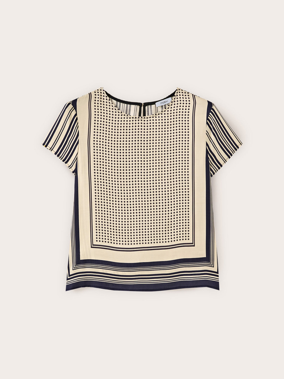 Satin blouse with foulard print