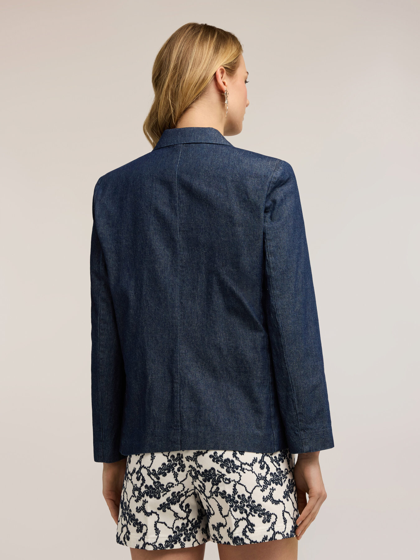 Blazer cu un r&acirc;nd de nasturi din chambray image number 1