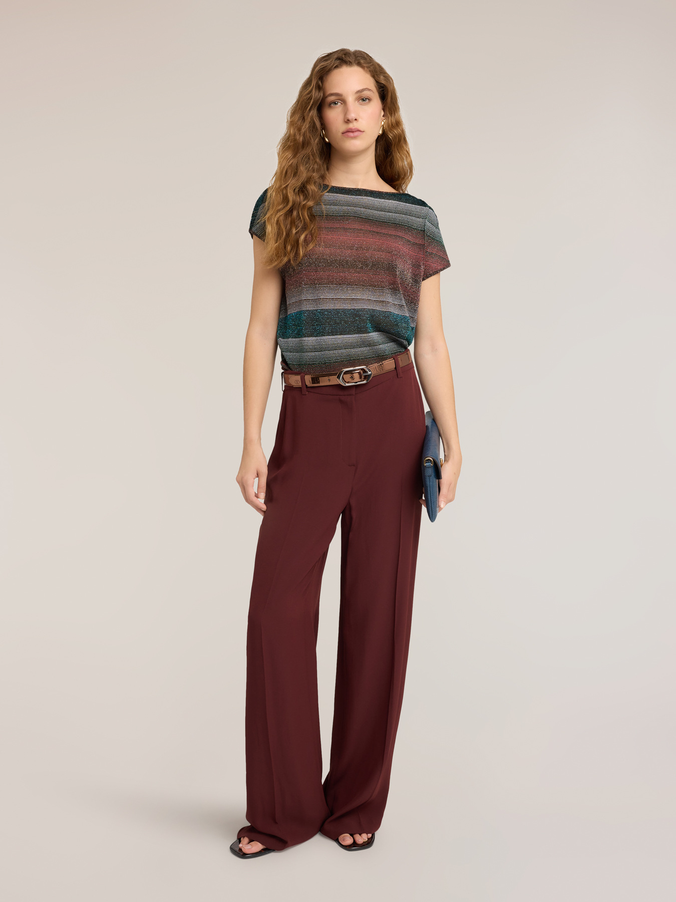 Feiner Streifenpullover aus Lurex-Mischgarn image number 2