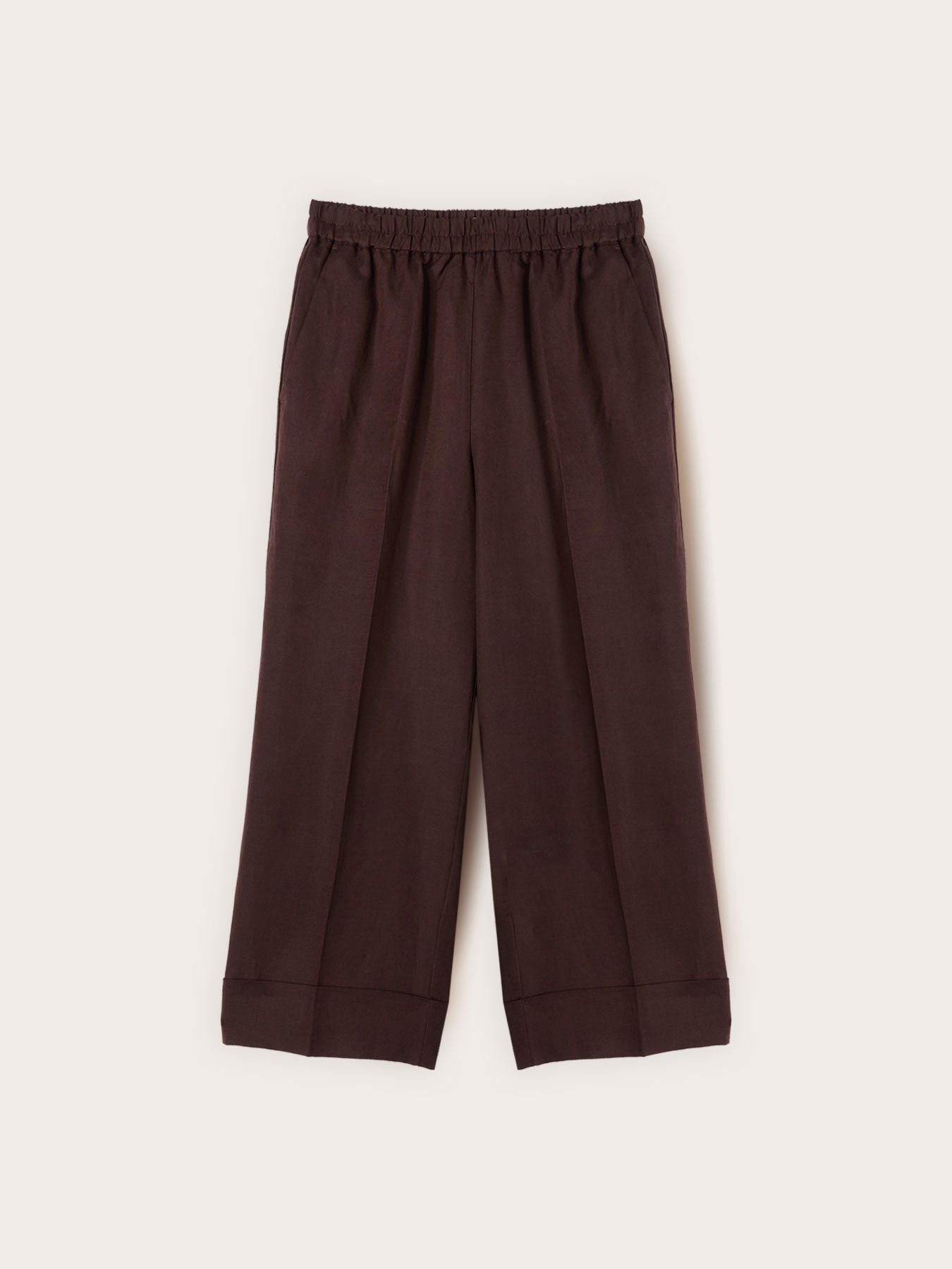 Pantalones cropped de mezcla de lino image number 4