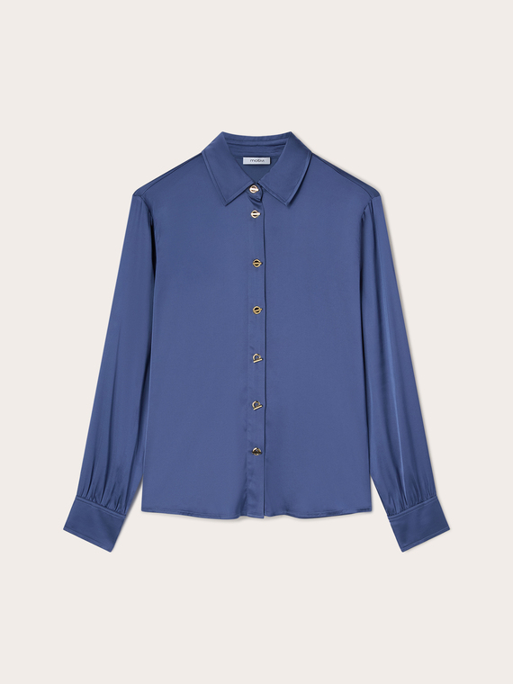 Camicia in raso di viscosa con bottoni metallici