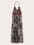 Long summer dress with ethnic pattern image number 4