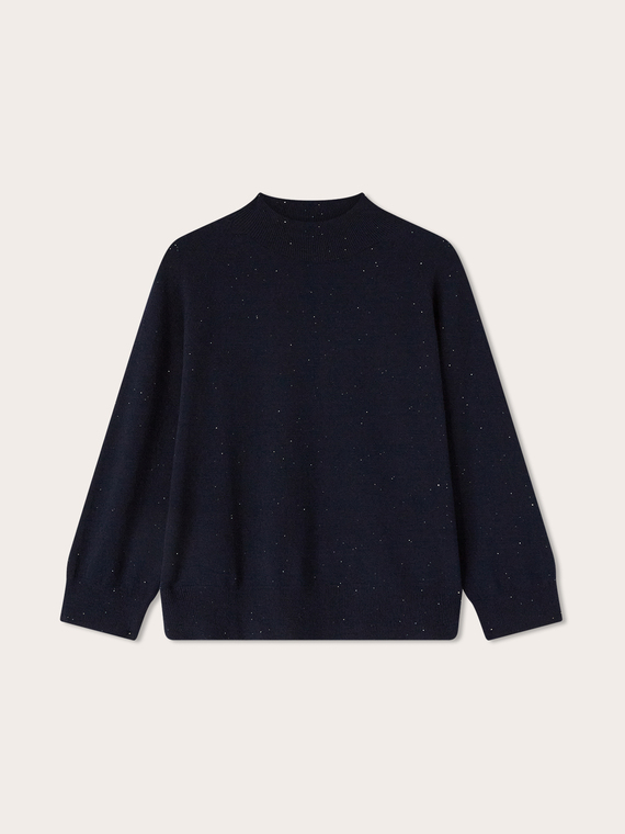 Pull col montant en viscose m&eacute;lang&eacute;e avec paillettes
